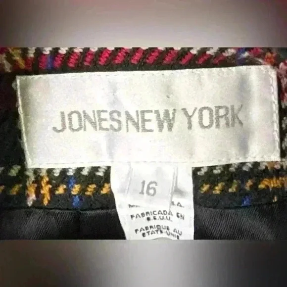 Jones New York Vintage 100% Wool Women’s Size 16 Red Tartan Plaid Blazer Jacket - Picture 6 of 6